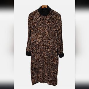 Elegant Black and Brown Paisley Dress